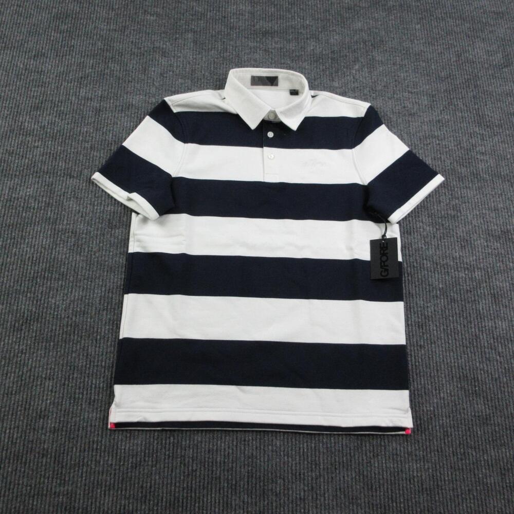 G/FORE Polo Shirt Mens S Blue Striped Golf Cotton Polyester Jersey NWT